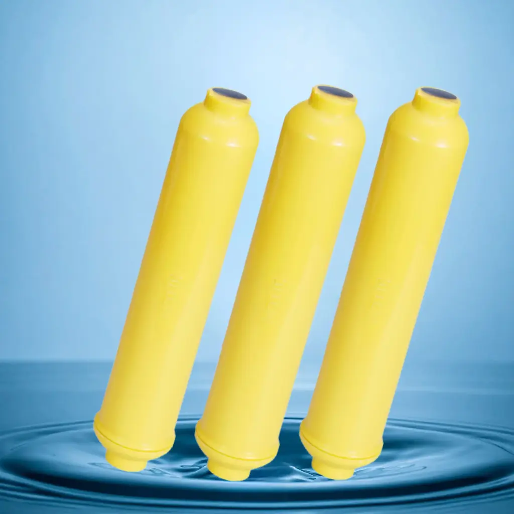 FILTRO REMINERALIZADOR EN LINEA AMARILLO - PIEDRAS MINERALES DE CONEXIÓN ROSCA DE 1/4" HEMBRA 