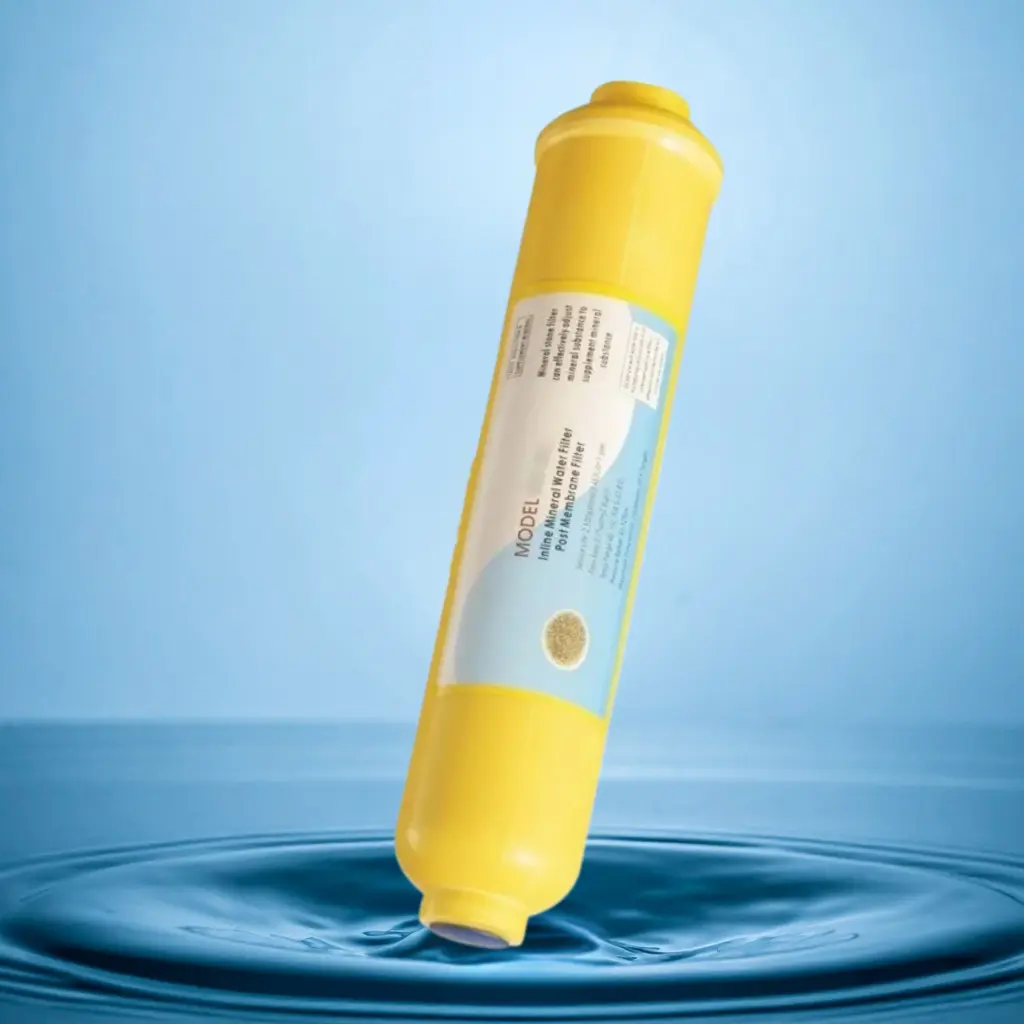 FILTRO REMINERALIZADOR EN LINEA AMARILLO - PIEDRAS MINERALES DE CONEXIÓN ROSCA DE 1/4" HEMBRA 