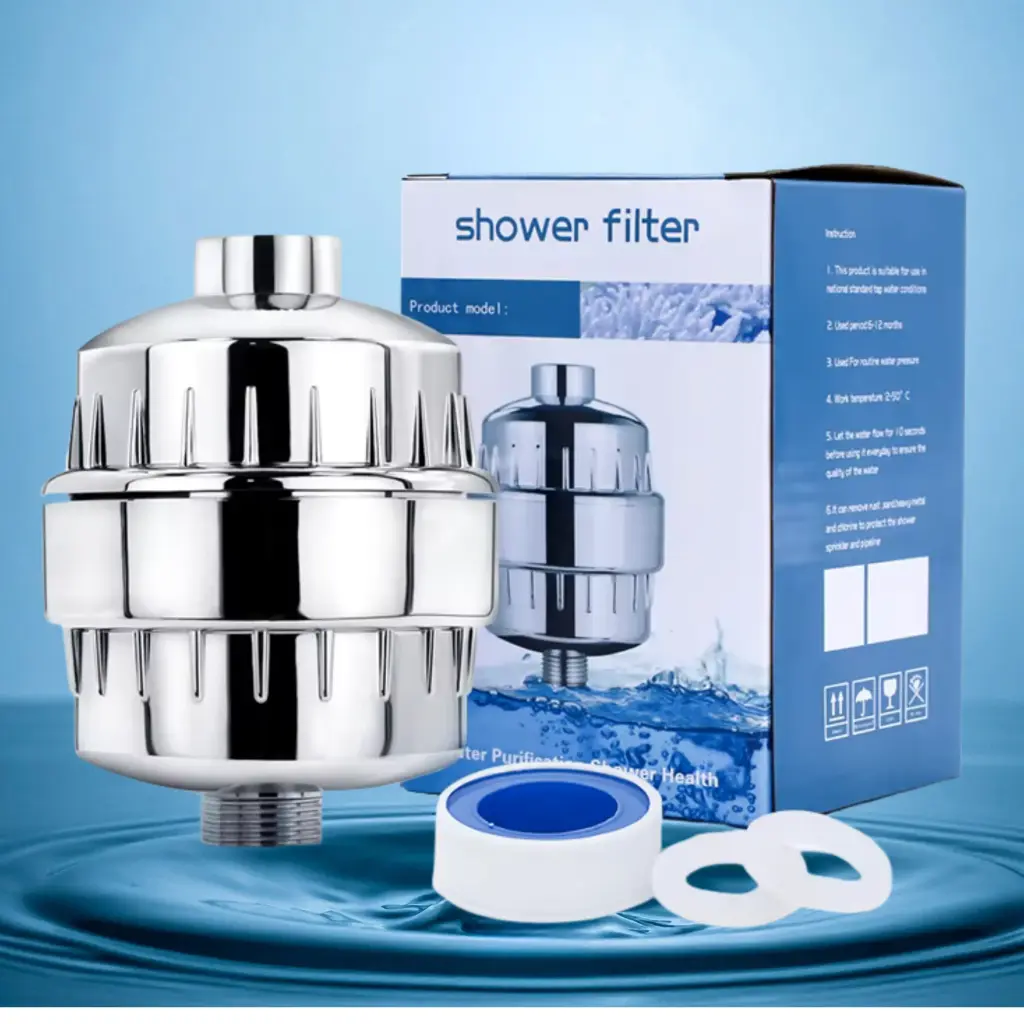 FILTRO DE AGUA PARA DUCHA DE 10.000L - CONEXIÓN ENTRADA ROSCA HEMBRA 1/2" Y SALIDA ROSCA MACHO 1/2"