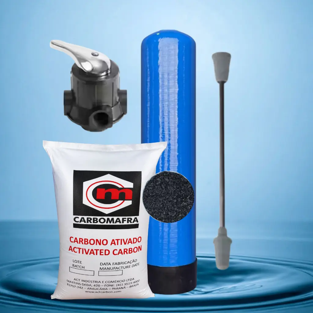 FILTRO CARBON ACTIVADO CON TANQUE FRP DE 10X54" Y CABEZAL MANUAL DE 1"