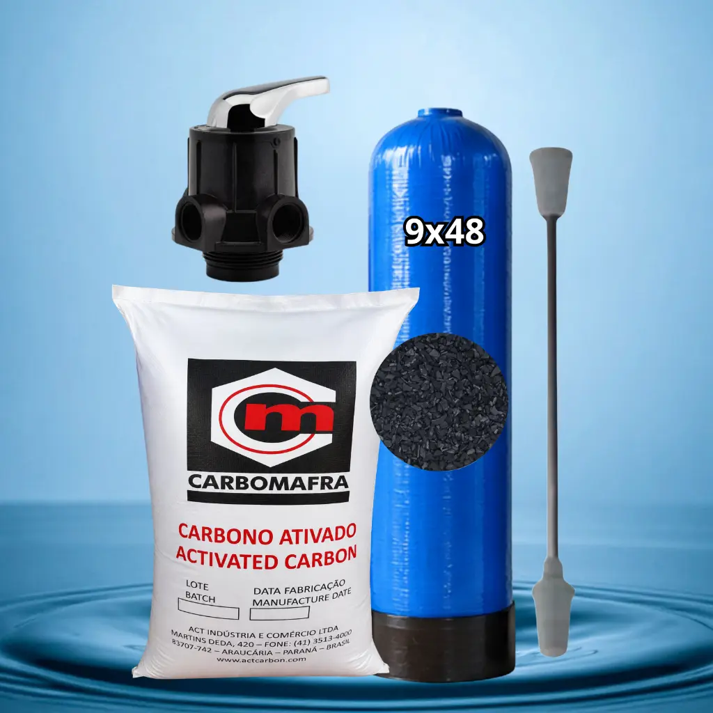 FILTRO CARBON ACTIVADO CON TANQUE FRP DE 9X48" Y CABEZAL MANUAL 
