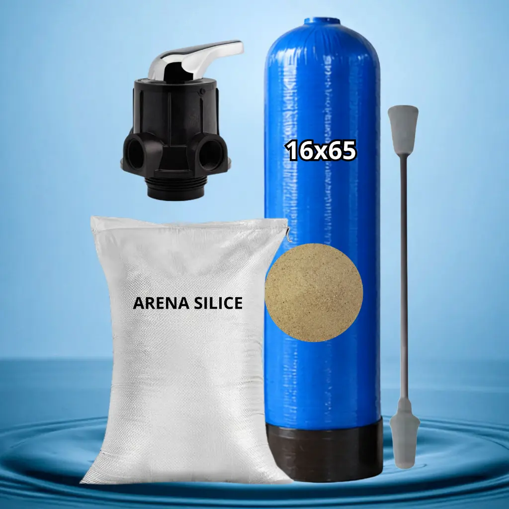 FILTRO ARENA SILICE CON TANQUE FRP DE 16x65" Y CABEZAL MANUAL 