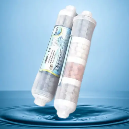 [ALCALINE-T33] FILTRO ALCALINIZADOR DE 4 ELEMENTOS USA - POST T33 PERLAS ALCALINAS EN LINEA DE CONEXIÓN ROSCA 1/4" HEMBRA 