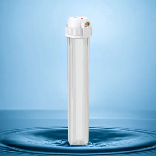 [CAR-TDS20] CARCASA O PORTA FILTRO TRANSPARENTE DE 20X2.5" CON ENTRADA Y SALIDA DE 1/2"