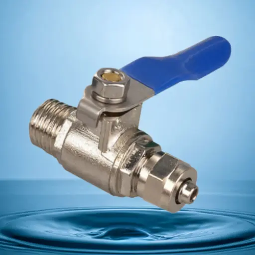 [VB-METAL] VÁLVULA DE BOLA/ ROCA MACHO DE 1/4 A 1/4 CON LLAVE DE PASO / METALIZADO