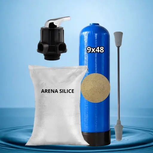 [FRP-ARENA9X48-MANU] FILTRO ARENA SILICE CON TANQUE FRP DE 9X48" Y CABEZAL MANUAL 